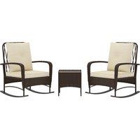 Outsunny Three-Piece Rocking Chair Rattan Bistro Set - Brown