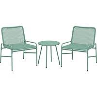Outsunny 3 Piece Rattan Bistro Set, Outdoor Garden Furniture Set with 2 Chairs, Round Coffee Table for Patio, Balcony, Green