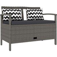 Outsunny 160L Storage Two-Seater Rattan Bench - Grey