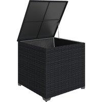 Outsunny 253L Garden Storage Box, Rattan Deck Box with Zipped Liner, Safe Pneumatic Rod, Patio Storage Container, Black
