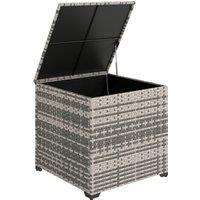 Outsunny 253L Garden Storage Box, Rattan Deck Box with Zipped Liner, Safe Pneumatic Rod, Patio Storage Container, Mixed Grey