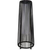 Outsunny Patio Garden Solar Powered Lights Woven Resin Wicker Lantern Auto On/Off for Porch, Yard, Lawn, Courtyard, Black Aosom UK