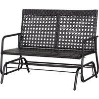 Outsunny 2 Seater Wicker Glider Bench Chair Rocking Chair Outdoor Patio Garden Armchair High Back Aosom UK