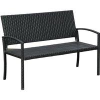 Outsunny Rattan Chair 2-Seater Loveseat-Black