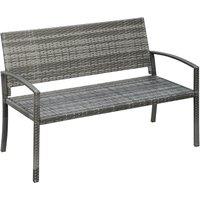 Outsunny Patio Rattan 2 Seater Garden Bench Wicker Weave Love Seater Armchair Furniture Outdoor Garden Conservatory Chair Grey