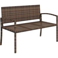 Outsunny All Weather Wicker Garden Loveseat, 2 Seater Poly Rattan Garden Bench, Outdoor Seating Bench Brown