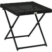Outsunny Rattan Folding Table: Compact Square PE Wicker Design, Durable Outdoor Furniture, Ebony Aosom UK