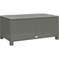 Outsunny Rattan Garden Coffee Table with Glass Top, Light Grey