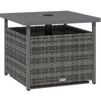 Outsunny Outdoor Rattan Wicker Coffee Table w/ Umbrella Hole Suitable for Garden Garden