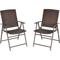 Outsunny 2pcs Folding Garden Chair Rattan Bistro Set with Armrest for Outdoor Steel Frame Aosom UK