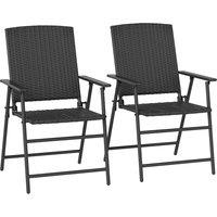Outsunny Set of Two Folding Rattan Seat Chairs - Black