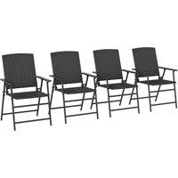 Outsunny Set of Four Folding Rattan Seat Chairs - Black