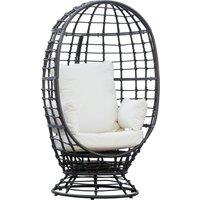 Outsunny 360 Swivel Egg Chair Outdoor, Cocoon Single Chair with Cushion for Patio & Conservatory Balcony, Black Aosom UK