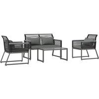 Outsunny 4 Pieces Rattan Garden Furniture Set - Charcoal Grey Aosom UK