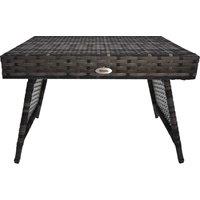 Outsunny Rattan Coffee Table, Foldable Metal Frame Side Table for Outdoor, Garden, Lawn, Mixed Grey Aosom UK