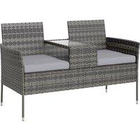 Outsunny Two-Seat Rattan Chair, with Middle Table - Charcoal Grey