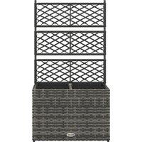 Outsunny 22L Garden PE Rattan Planter w/ Trellis, Free Standing Flower Raised Bed w/ 2 Plant Boxes for Climbing Plants, 57x30x107 cm, Mixed Grey