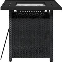 Outsunny Rattan Garden Fire Pit, 50,000 BTU Propane Fire Table with Glass Wind Guard, Black Aosom UK