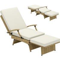 Outsunny 80 Reclining Rattan Lounger - White/Beige