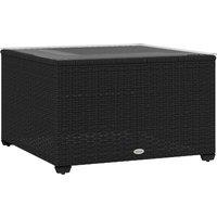 Outsunny 62 x 62cm Glass-Top Rattan Side Table - Black