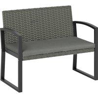 Outsunny Two-Seater Rattan Garden Bench - Grey/Black