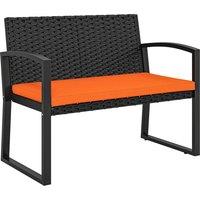 Outsunny Two-Seater Rattan Garden Bench - Orange
