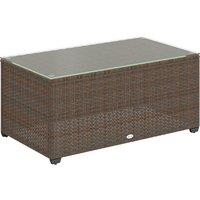 Outsunny 90 x 50cm Glass-Top Rattan Side Table - Brown
