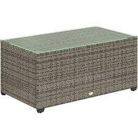Outsunny 90 x 50cm Glass-Top Rattan Side Table - Dark Grey