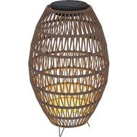 Outsunny Rattan Solar Table Lamp, Garden Solar Lantern with Auto On/Off Light, IP44 Waterproof, Decorative Outdoor Rattan Lamp for Porch, Pathway, Dark Brown