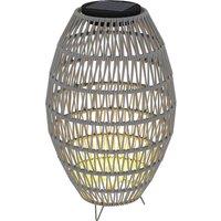 Outsunny Rattan Solar Table Lamp, Garden Solar Lantern with Auto On/Off Light, IP44 Waterproof, Decorative Outdoor Rattan Lamp for Porch, Pathway, Grey
