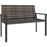 Outsunny 2 Seater Rattan Garden Bench, Outdoor Bench with Quick-Drying Cotton Padding, Wicker Garden Loveseat with Armrests, Steel Frame for Patio, Park, Mixed Grey
