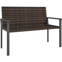 Outsunny 2 Seater Rattan Garden Bench, Outdoor Bench with Quick-Drying Cotton Padding, Wicker Garden Loveseat with Armrests, Steel Frame for Patio, Park, Mixed Brown