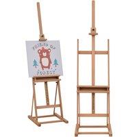 Vinsetto Adjustable Wooden H-Frame Easel: Canvas & Pencil Holder for Art Display and Painting, Natural Aosom UK