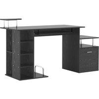 HOMCOM Computer Desk PC Workstation with Drawer Shelves CPU Storage Rack Home Office Furniture (BLACK) Aosom UK