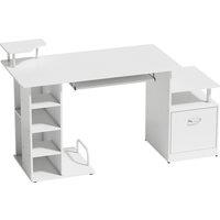 HOMCOM Computer Desk with Drawer Shelves CPU Storage Rack White