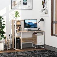 HOMCOM Office Table with Drawers & Shelves, Desk with Shelves, PC Workstation for Home Office, Study Furniture, Wooden Aosom UK