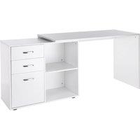 HOMCOM Corner Computer Desk with Drawer, Shelf, and File Cabinet, L-Shaped Workstation, Home Office Desk, White Aosom UK