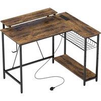 HOMCOM Reversible 'L' LED Light Gaming/Work Desk - Rustic Brown