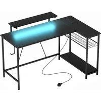 HOMCOM Reversible 'L' LED Light Gaming/Work Desk - Black