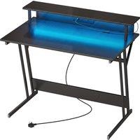 HOMCOM Two-Level LED Gaming Desk - Black