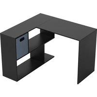 HOMCOM 110 cm L-Shaped Desk, Small Computer Desk with Fabric Drawer and Storage Shelves for Home Office, Study, Black