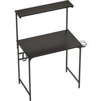 HOMCOM Computer Desk, 80cm Home Office Study Table with Hutch Shelf, Cup Holder, Headphone Hook, Black