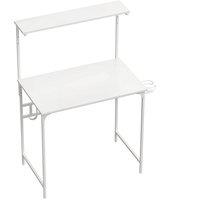 HOMCOM Computer Desk, 80cm Home Office Study Table with Hutch Shelf, Cup Holder, Headphone Hook, White