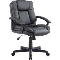 HOMCOM Executive Swivel Office Chair, Mid-Back Faux Leather Desk Chair with Double-Tier Padding, Arm