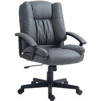 HOMCOM Ergonomic Office Chair PU Leather Upholstery Executive Office Chair with Adjustable Height Max Load 120kg, Dark Grey Aosom UK
