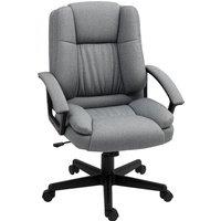 HOMCOM Ergonomic Desk Chair, Breathable Linen Office Chair with Adjustable Height, Swivel Rolling Wheels for Home & Study, Grey Aosom UK