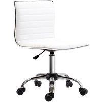 HOMCOM Adjustable Swivel Office Chair with Armless Mid-Back in PU Leather and Chrome Base - White Aosom UK