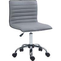 Vinsetto Armless Office Chair, Adjustable Swivel PU Leather Desk Chair with Chrome Base for Home Office, Light Grey Aosom UK