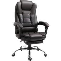 HOMCOM PU Leather Executive Office Chair, High Back Swivel Chair with Retractable Footrest, Adjustable Height, Reclining Function, Brown Aosom UK