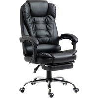 HOMCOM Executive Office Chair, Adjustable PU Leather Home Office Chair w/ Swivel Wheels, Retractable Footrest, Computer Desk Chair, Black Aosom UK